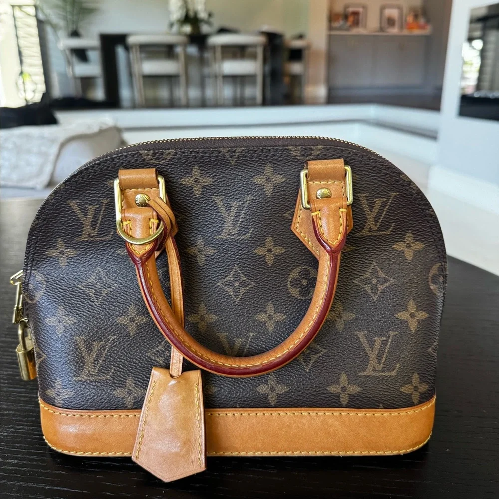 Louis Vuitton Monogram Mini Alma Satchel in Brown and Tan - Picture 1 of 9
